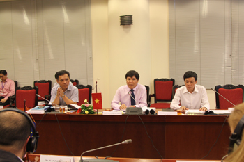 Prof. Dr. Nguyen Quang Thuan, Vice President of the Academy<br>was having a speech at the meeting