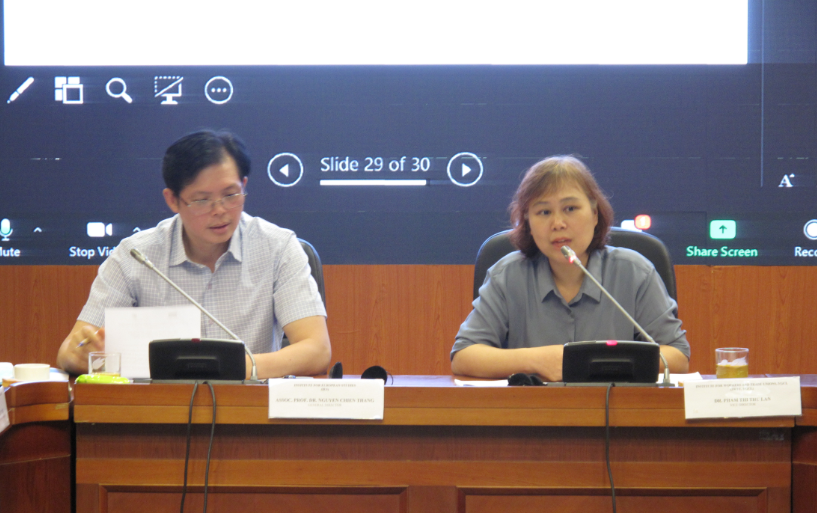 Assoc.Prof.Dr. Nguyen Chien Thang, Director of the Institute of European Studies and Dr. Pham Thi Thu Lan, Deputy Director of the Institute of Workers and Trade Union co-chaired the seminar