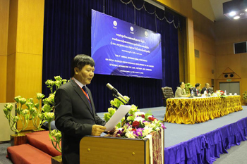 Prof. Dr. Nguyen Quang Thuan, President of VASS<br>made an opening speech at the workshop 